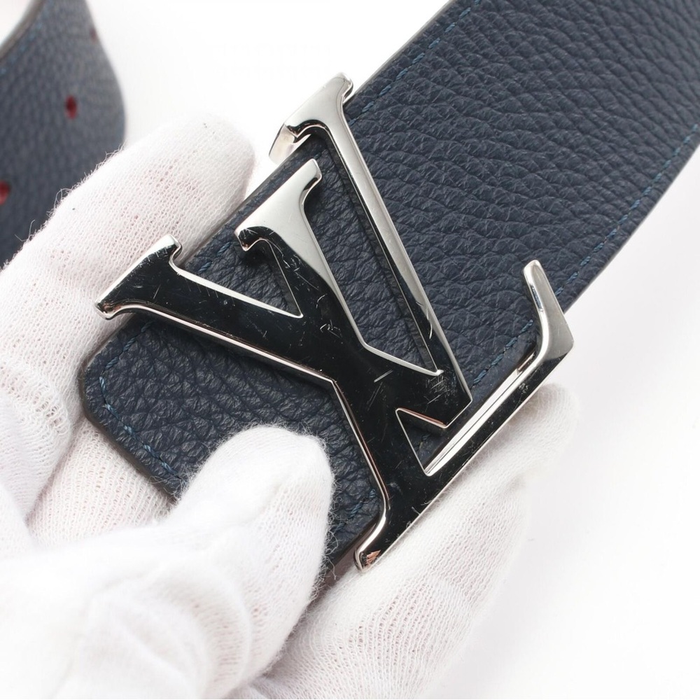 LOUIS VUITTON Ceinture LV Initial belt M9123 leather Navy Red Used Women LV - Picture 5 of 5